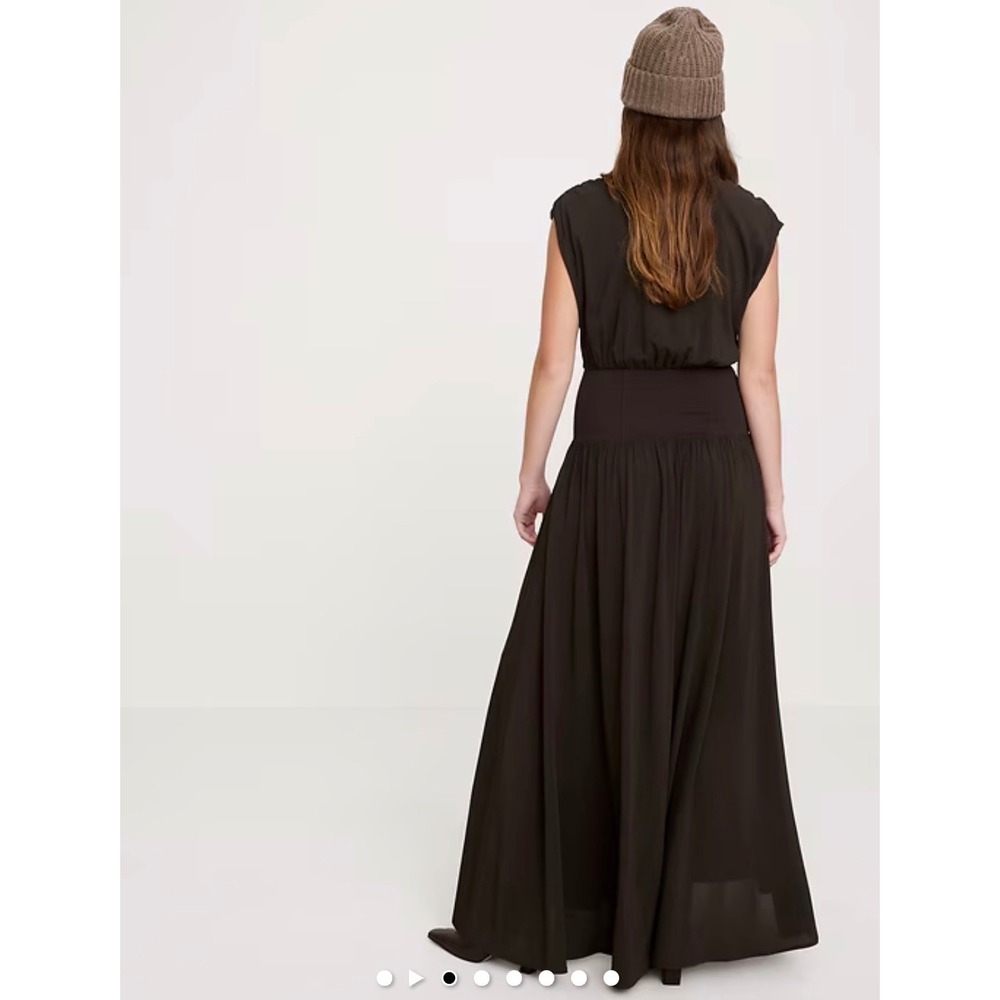 Banana Republic Stretch-Crepe Drop-Waist Maxi Dress Double Chocolate S $260 - Picture 2 of 16